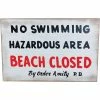 JAWS NO SWIMMING WOOD SIGN