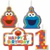 ELMO 1ST BDAY CANDLE SET 4PK
